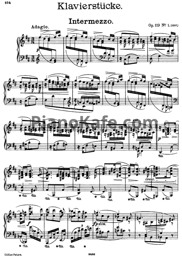 Ноты И. Брамс - 4 пьесы для фортепиано (Op.119)