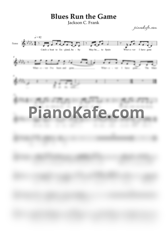 Ноты Jackson C. Frank - Blues run the game (Вокальная партия)