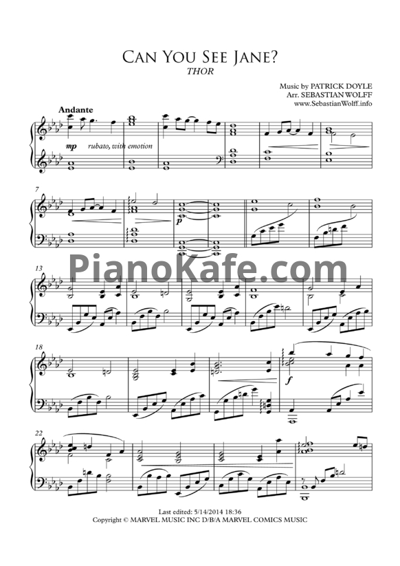 Ноты Patrick Doyle - Can You See Jane?