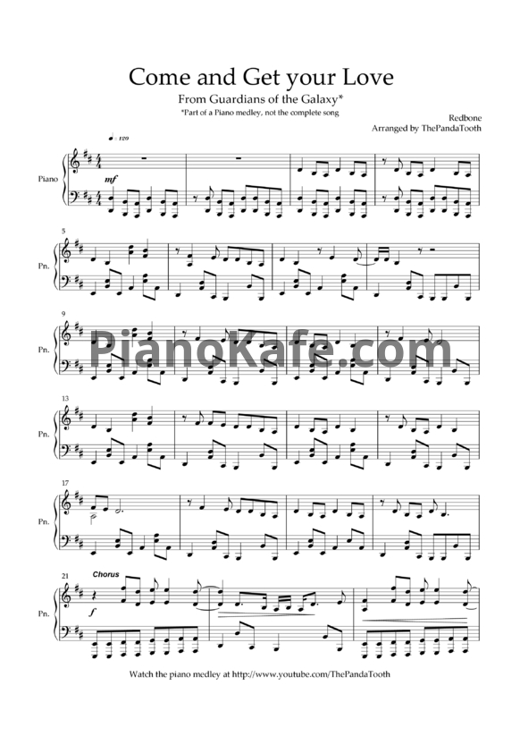 Ноты Redbone - Come and get your love (Piano Medley)