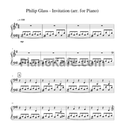 Ноты Philip Glass -  Invitation - предпросмотр
