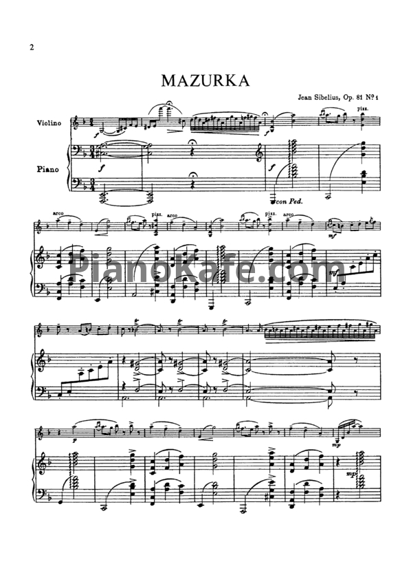 Ноты Ян Сибелиус - 5 пьес для скрипки и фортепиано (Op. 81)