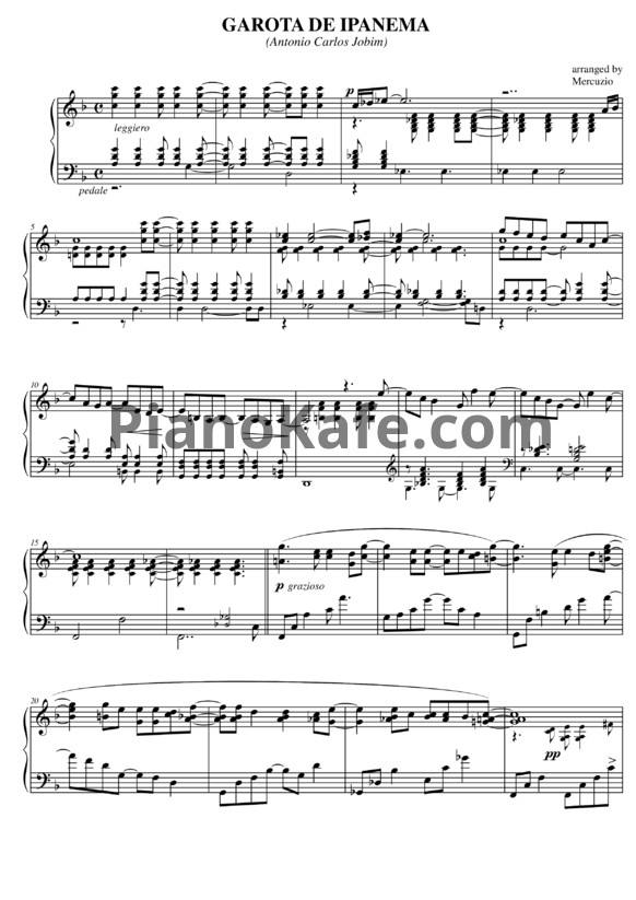 Ноты Antonio Carlos Jobim - Girl From Ipanema (Garota De Ipanema)