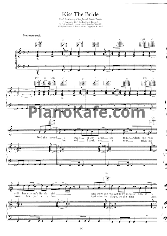 Ноты Elton John - Kiss the bride