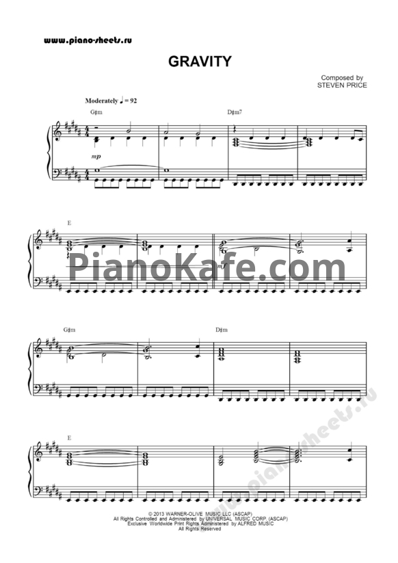 Ноты Steven Price - Gravity