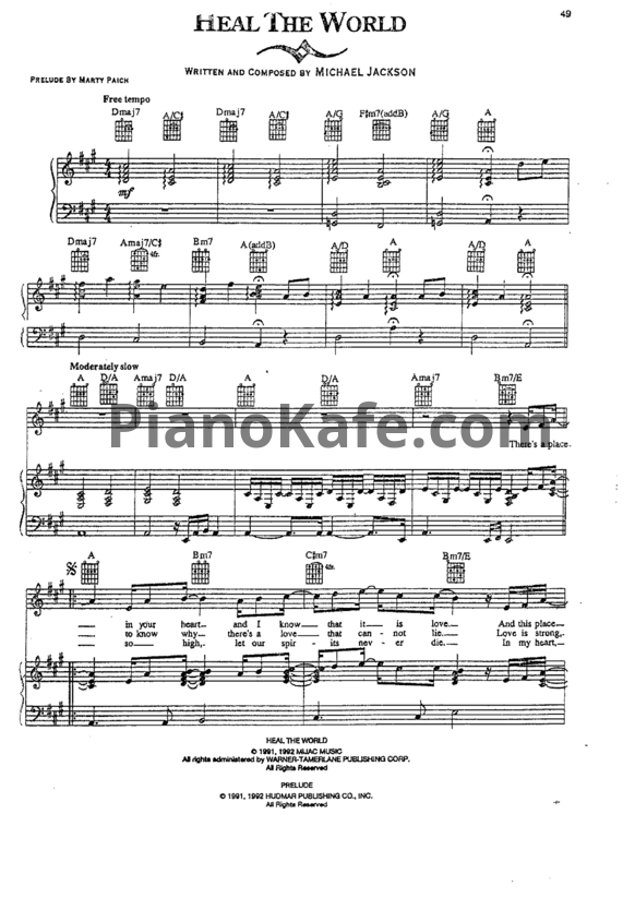 Ноты Michael Jackson - Heal the world