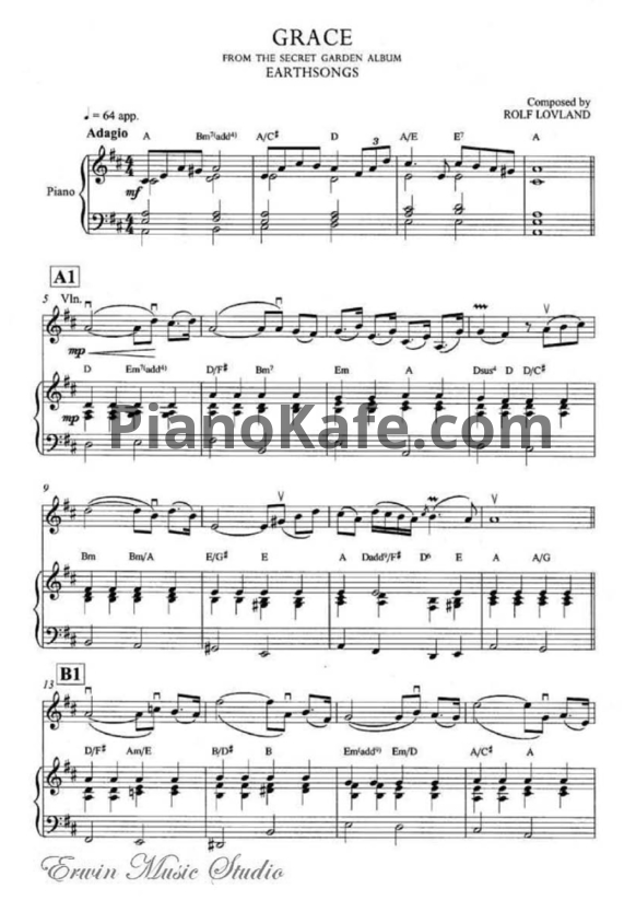 Ноты Secret Garden - Grace (для пианино и скрипки)