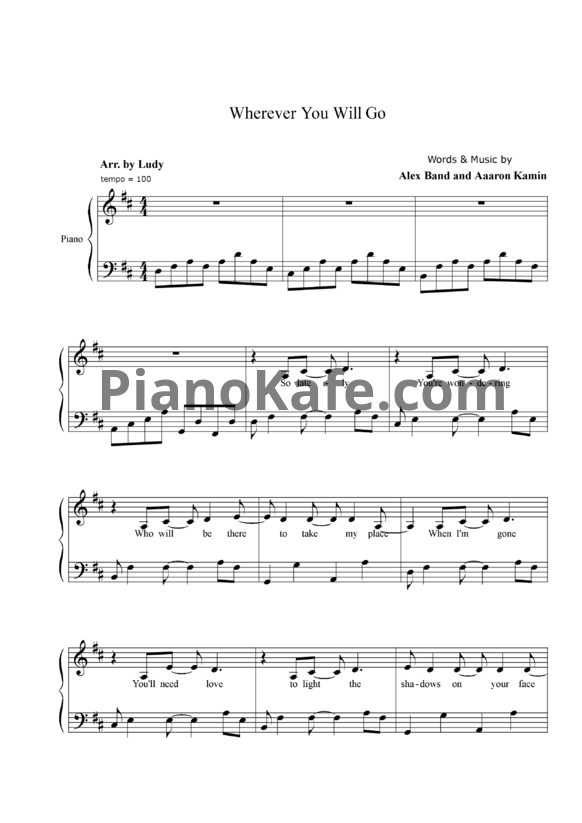 Ноты The Calling - Wherever you will go
