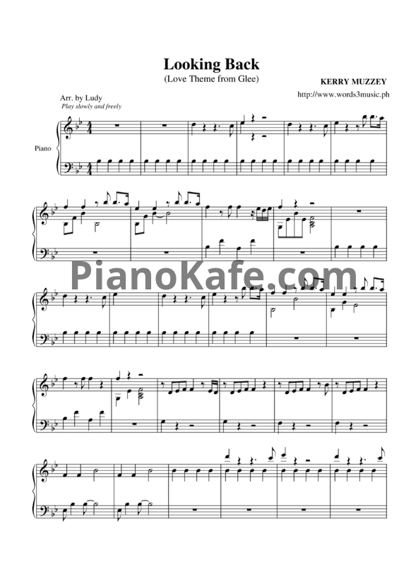 Ноты Kerry Mazzey - Looking back (Love theme from Glee)