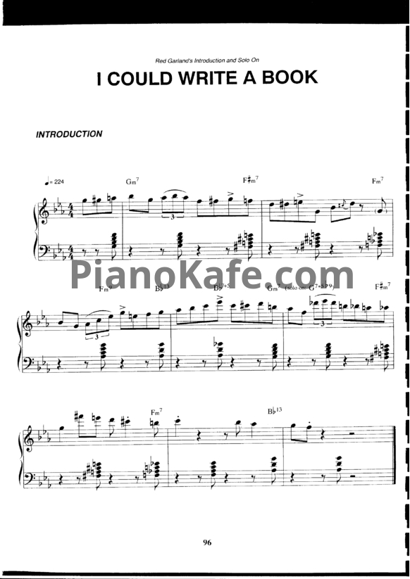 Ноты Red Garland - I could write a book (Piano solo)