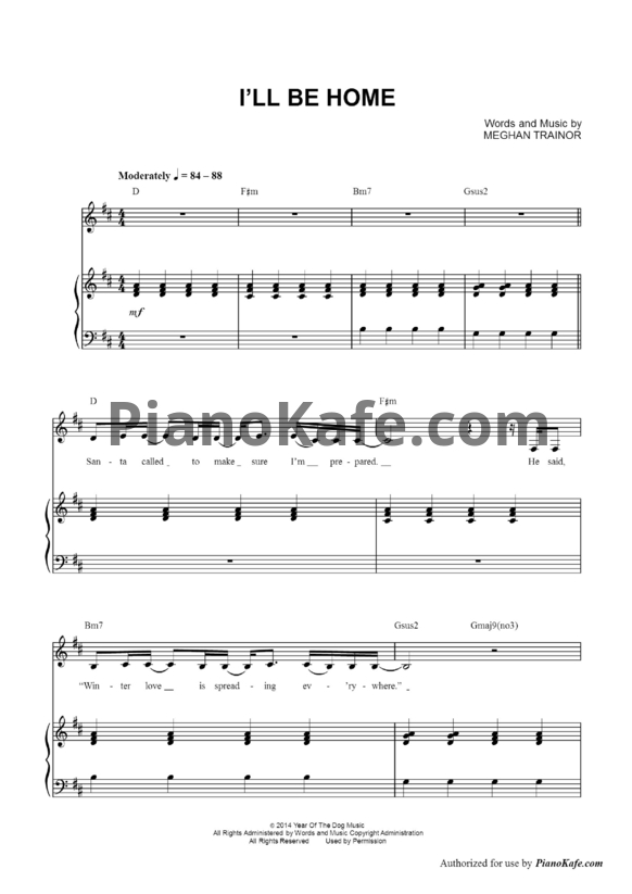 Ноты Meghan Trainor - I’ll be home