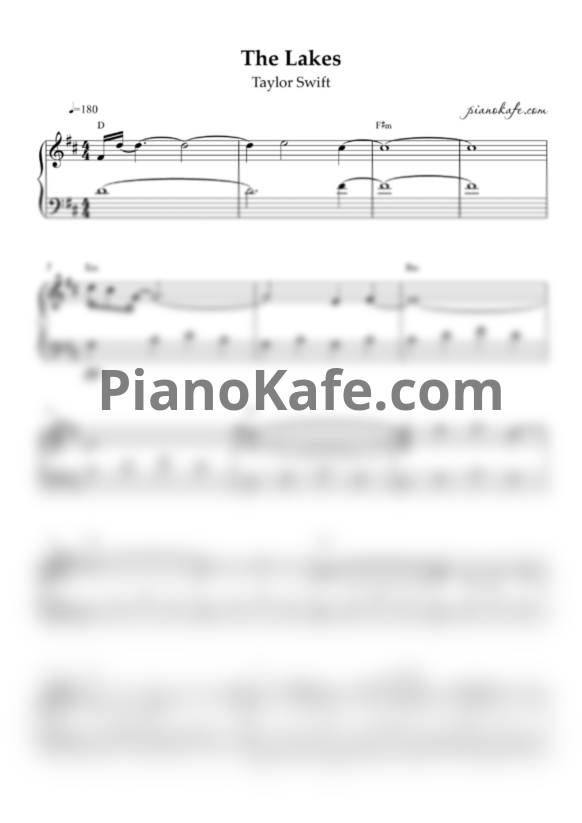Ноты Taylor Swift - The lakes (Easy piano cover)