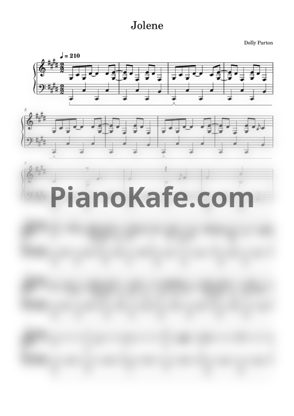 Ноты Dolly Parton - Jolene (Piano cover)
