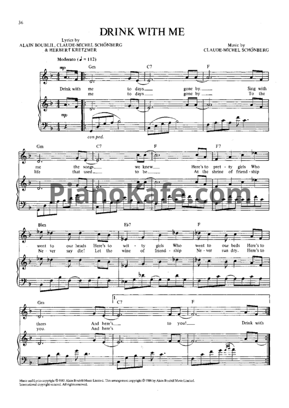 Ноты Claude-Michel Schonberg - Drink with me
