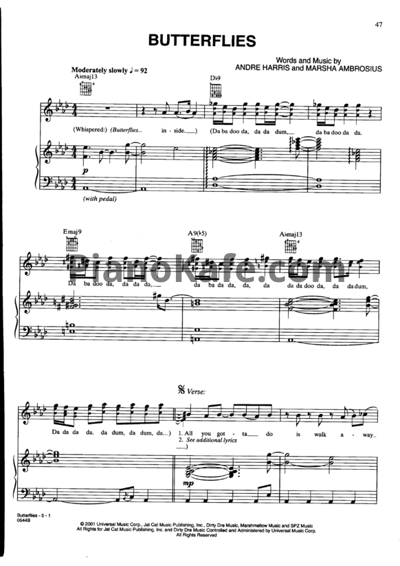 Ноты Michael Jackson - Butterflies