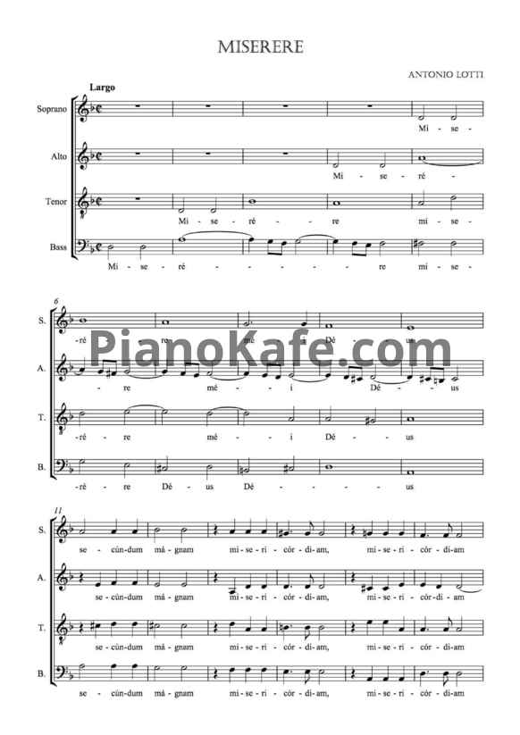 Ноты Antonio Lotti - Miserere