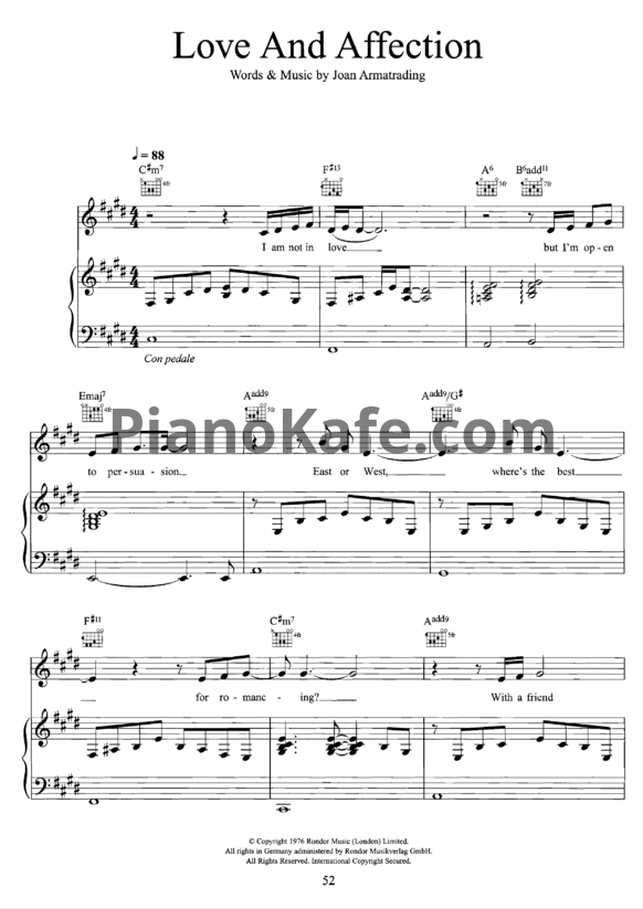 Ноты Joan Armatrading - Love and affection