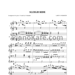 Ноты Leroy Anderson - Sleigh ride (для фортепиано в 4 руки) - предпросмотр