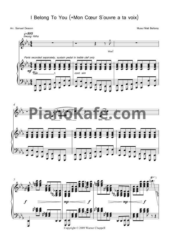 Ноты Muse - I belong to you (Matt Bellamy)