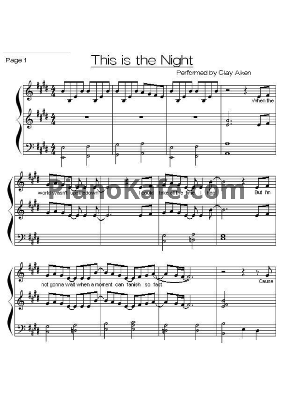 Ноты Clay Aiken - This is the night