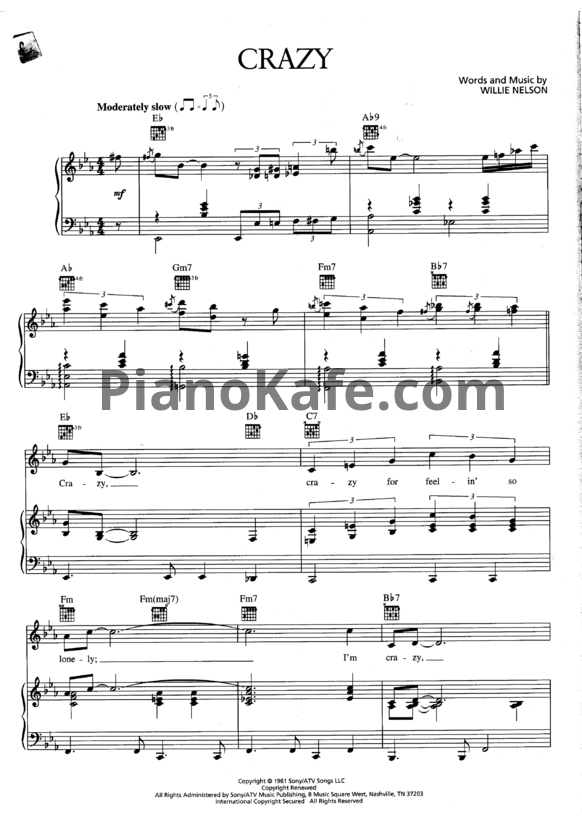 Ноты Patsy Cline - Crazy