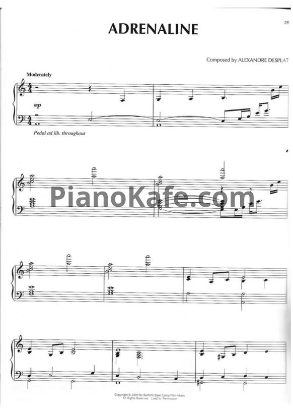 Ноты Alexandre Desplat - Adrenaline