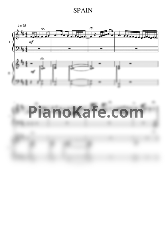 Ноты Chick Corea - Spain (для двух фортепиано)