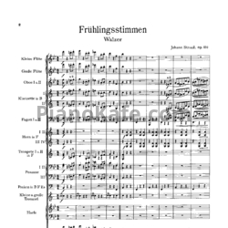 Ноты Иоганн Штраус - Весенние голоса (Op. 410, Партитура) - предпросмотр