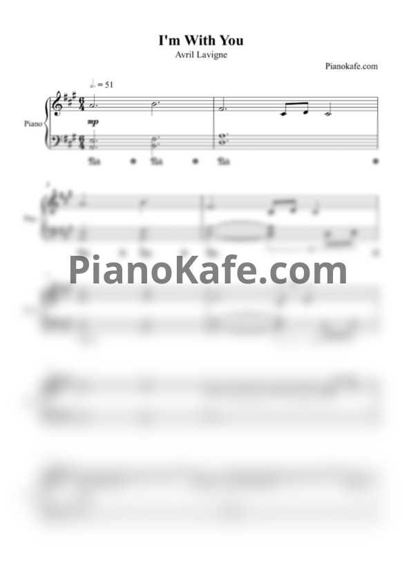 Ноты Avril Lavigne - I'm with you (Piano cover)