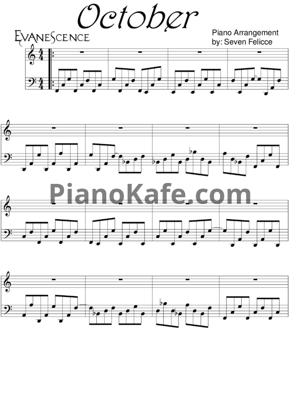 Ноты Evanescence - October