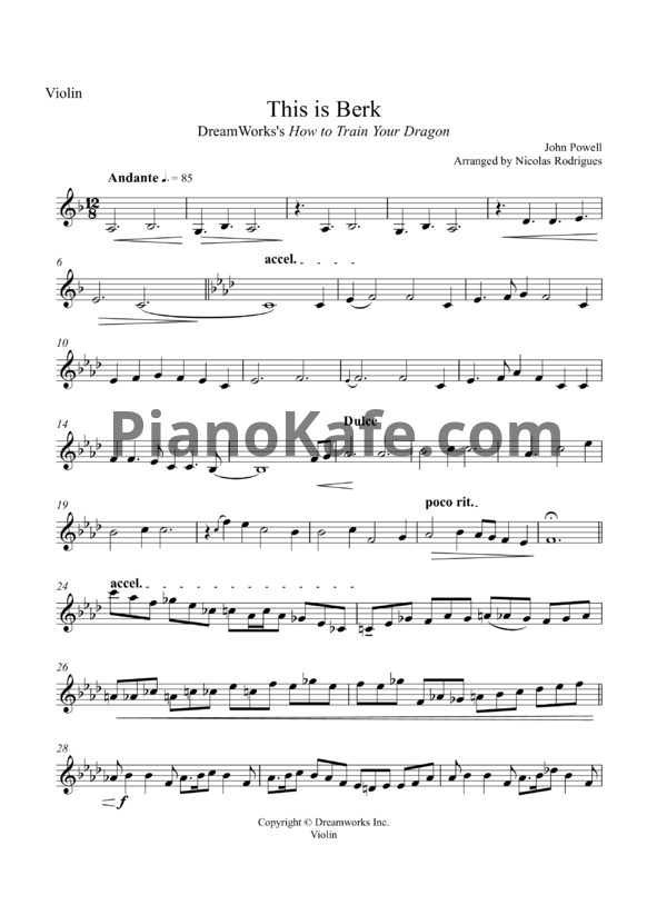 Ноты John Powell - How to train your dragon (Книга нот)