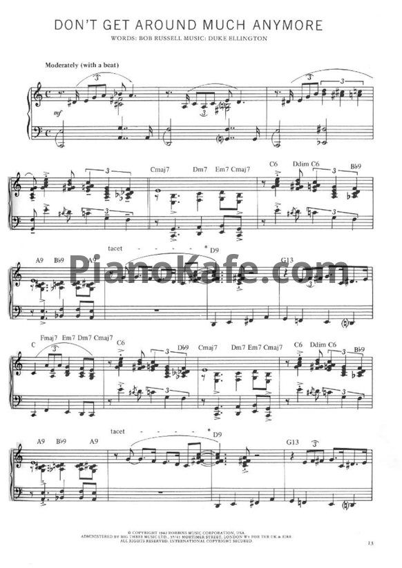 Ноты Duke Ellington - Don't Get Around Much Any More