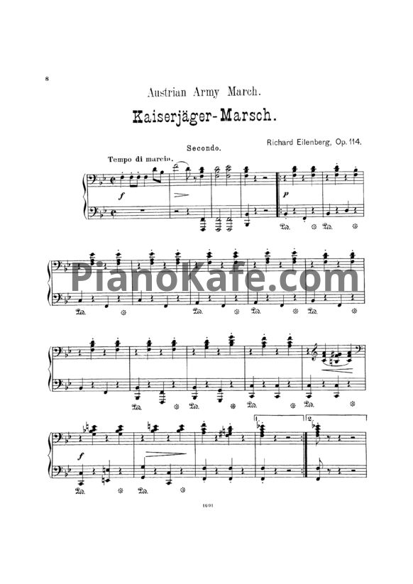 Ноты Р. Эйленберг - Kaiserjäger-Marsch (Op. 114) для фортепиано в 4 руки