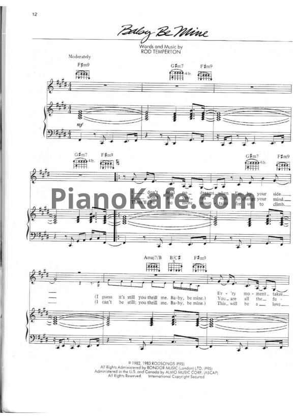 Ноты Michael Jackson - Baby be mine