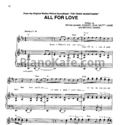 Sheets Bryan Adams, Rod Stewart, Sting - All for Love - preview