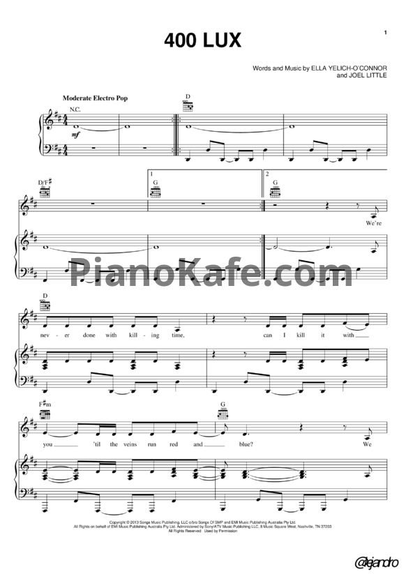 Ноты Lorde - Pure heroine (Книга нот)