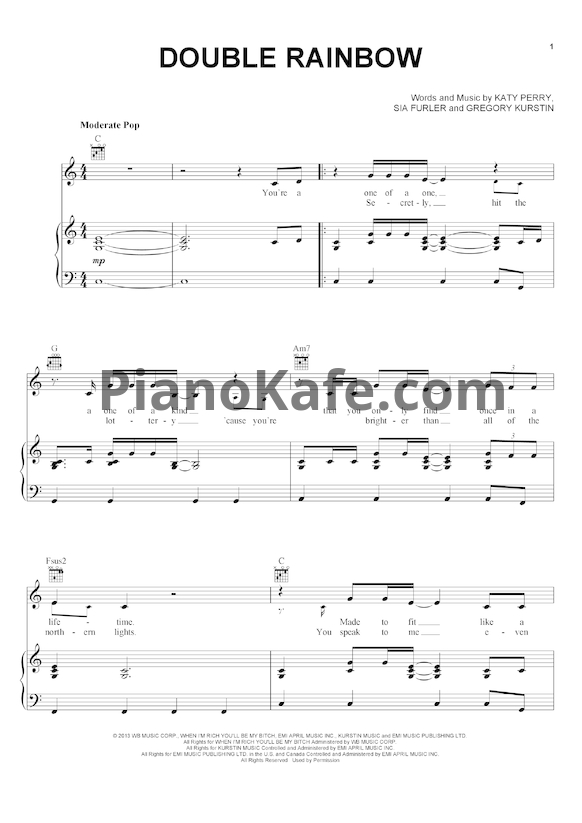 Ноты Katy Perry - Double rainbow