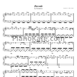 Ноты Paramore - Decode (Transcribed by White Admiral) - предпросмотр
