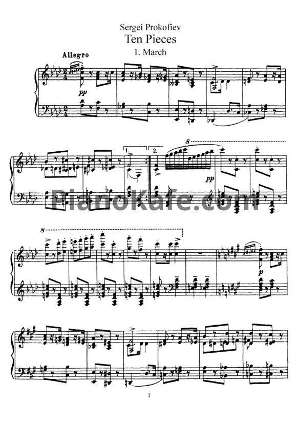 Ноты Сергей Прокофьев - 10 пьес для фортепиано (Op. 12)