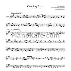 Ноты One Republic - Counting stars (для скрипки) - предпросмотр