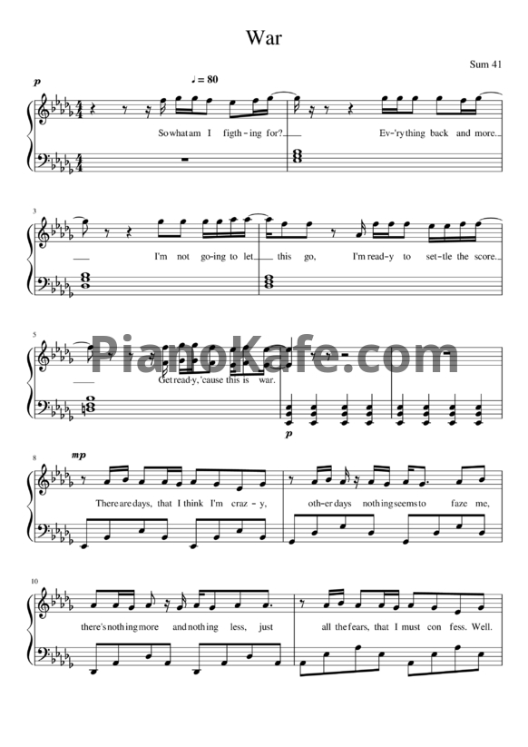 Ноты Sum 41 - War