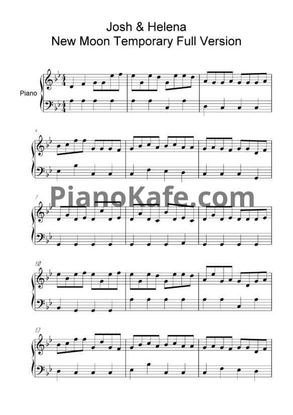 Ноты Josh & Helena - New moon (Temporary full version)