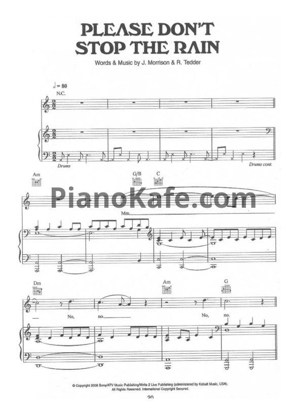 Ноты James Morrison - Please don't stop the rain
