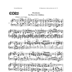 Ноты Феликс Мендельсон - Шесть детских пьес (Op. 72) - предпросмотр