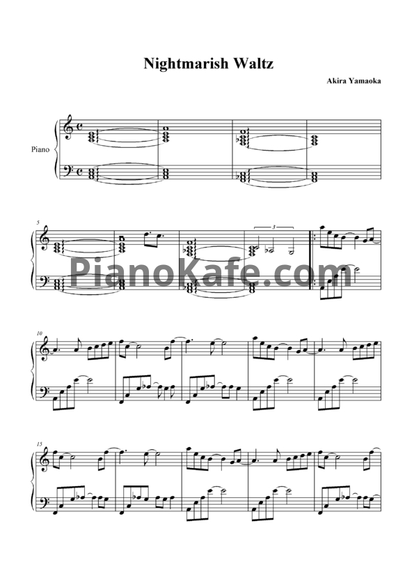 Ноты Akira Yamaoka - Nightmarish waltz