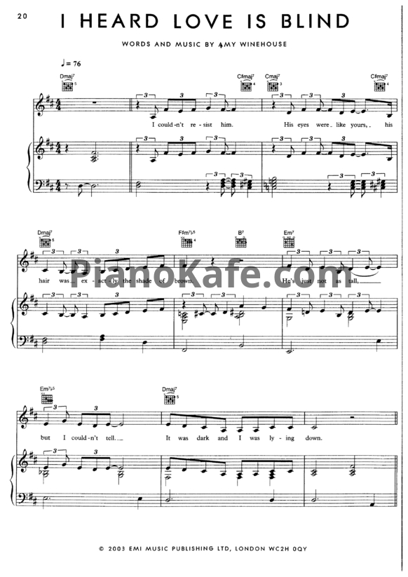 Ноты Amy Winehouse - I heard love is blind