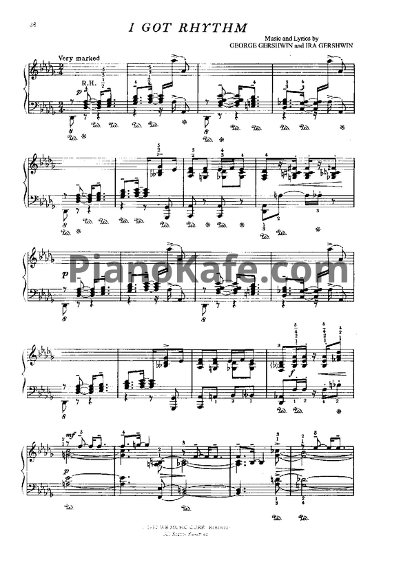 Ноты George Gershwin - I got rhythm (Piano solo)