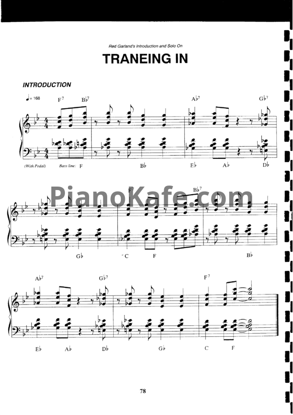 Ноты Red Garland - Traneing in (Piano solo)