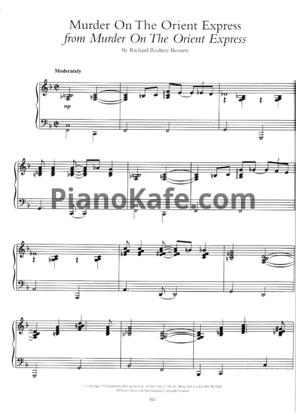 Ноты Richard Rodney Bennett - Murder on the orient express (Piano solo)
