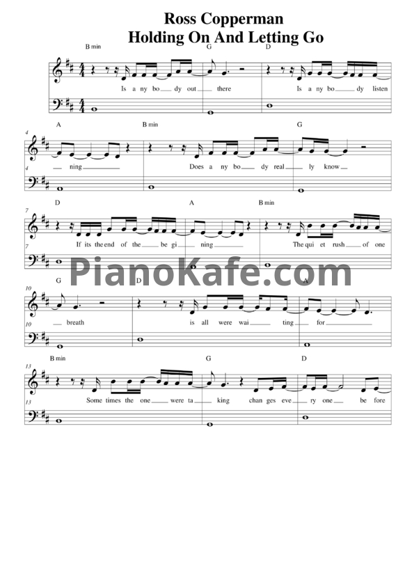 Ноты Ross Copperman - Holding on and Letting go